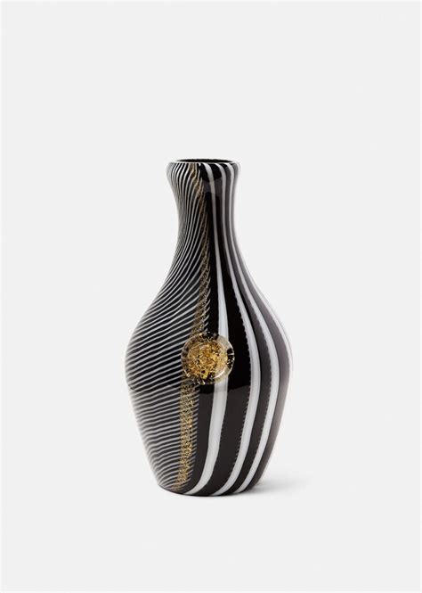 Versace Gessato Venini Versace Vase in Black,White 